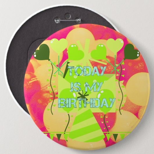 Heute ist mein Geburtstag Button (Vorne & Hinten)