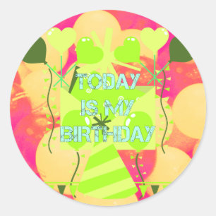 Heute ist mein Geburtstag Runder Aufkleber