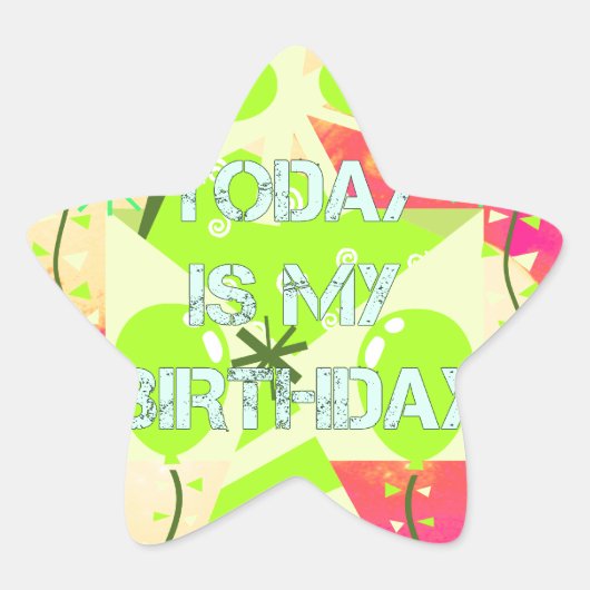 Heute ist mein Geburtstag Stern-Aufkleber (Vorderseite)