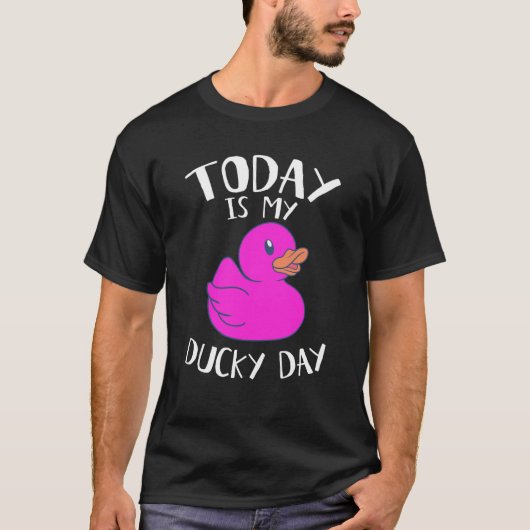 Heute ist meine Ducky Lucky Day Pink Rubber Duck T-Shirt (Vorderseite)
