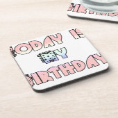 Heute ist meine Geburtstagskunst Print Getränkeuntersetzer (Linke Seite)