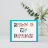 Heute ist meine Geburtstagskunst Print Postkarte (Stehend Vorderseite)