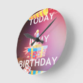 Heute ist meine Geburtstagskunst Print Runde Wanduhr (Winkel)
