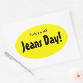 Heute ist meine Jeans Day Stickers - Gelbes Oval (Umschlag)