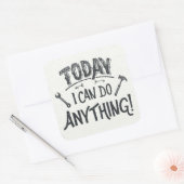 Heute kann ich alles tun quadratischer aufkleber (Umschlag)