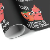 Heute Ketchup Tomato Funny Food Puff Dark BG Geschenkpapier (Rolleneckpunkt)