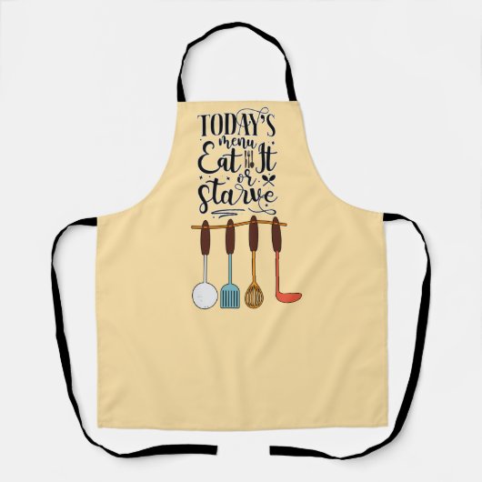 Heute Menü - Essen oder hungern - Küchenutensilien Schürze (Vorderseite)