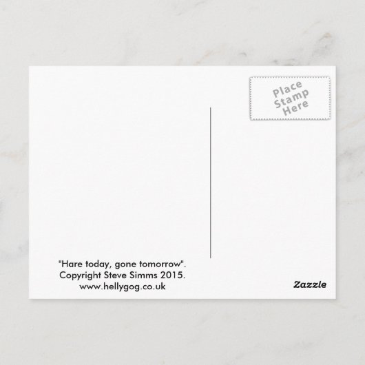 Heute, morgen weg postkarte (Rückseite)