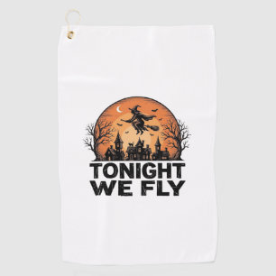 Heute Nacht Fliegen Vintage Hexe Halloween-Shirt-D Golfhandtuch