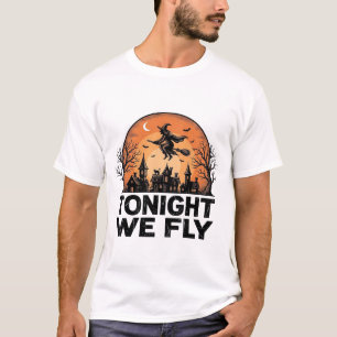 Heute Nacht Fliegen Vintage Hexe Halloween-Shirt-D T-Shirt