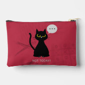 HEUTE NICHT! Funny Black Cat Grumpy Pouch Zubehörtasche (Rückseite)