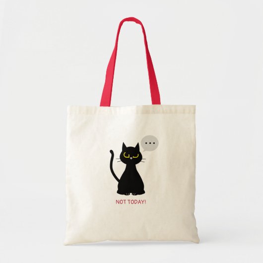 HEUTE NICHT! - Funny Black Cat Grumpy Tote Bag Tragetasche (Vorne)