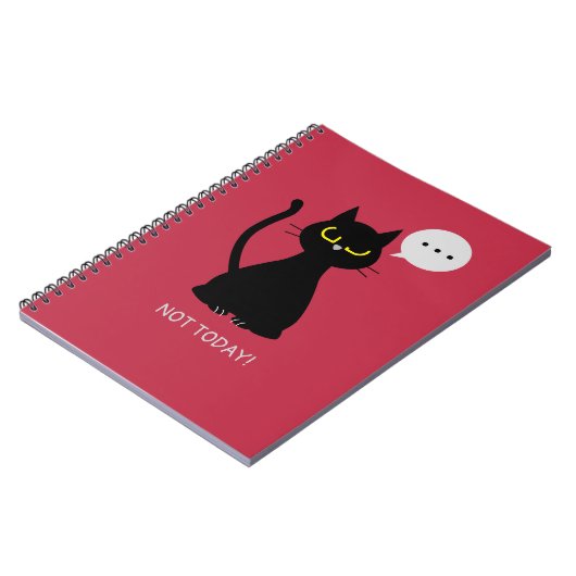 HEUTE NICHT! Grumpy Black Cat Notebook Notizblock (Linke Seite)