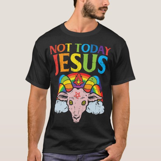 Heute nicht Jesus Satan Ziege Satanic Rainbow Sata T-Shirt (Vorderseite)