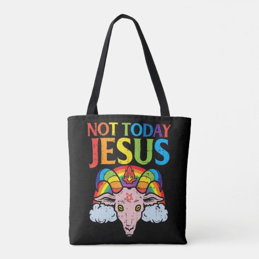 Heute nicht Jesus Satan Ziege Satanic Rainbow Sata Tasche (Rückseite)