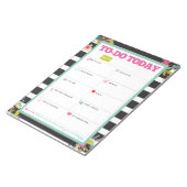 Heute - Schwarz-Weiß-Streifen, floraler Notepad Notizblock (angewinkelt)