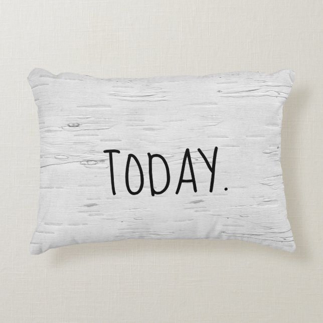 HEUTE Text auf Birkenbaum Akzent Pillow Dekokissen (Vorderseite)