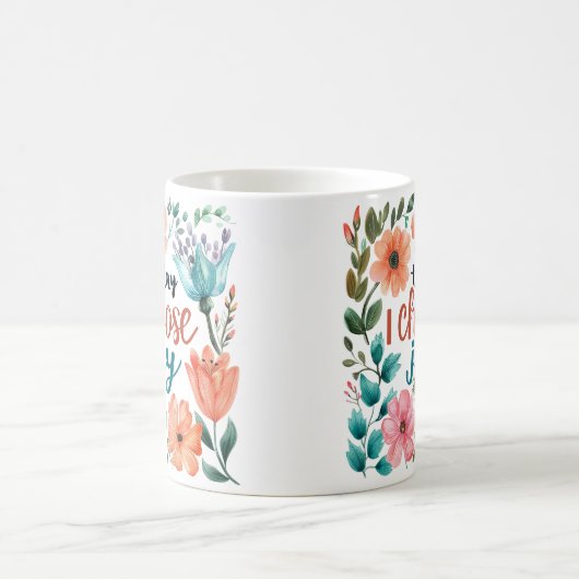 "Heute wähle ich die Freude" Pastel floral Inspira Kaffeetasse (Mittel)
