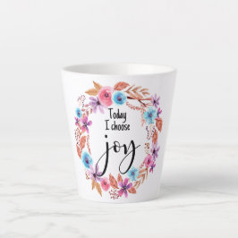 Heute wähle ich Freude Inspiration Zitat rosa Bläs Milchtasse