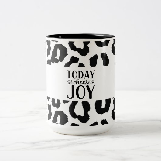 Heute wähle ich Joy Leopard Muster Zwei-Tone-Tasse Zweifarbige Tasse (Mittel)