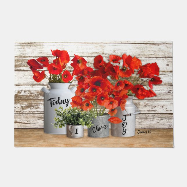 Heute wähle ich Joy Poppies Doormat Fußmatte (Vorderseite)