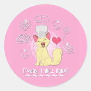Heute werde ich backen! runder aufkleber
