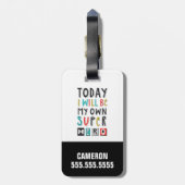 Heute werde ich mein eigener Superheld sein Gepäckanhänger (Rückseite vertikal)