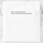 Heute werde ich meinen Freund heiraten Ovaler Aufkleber (Tasche)