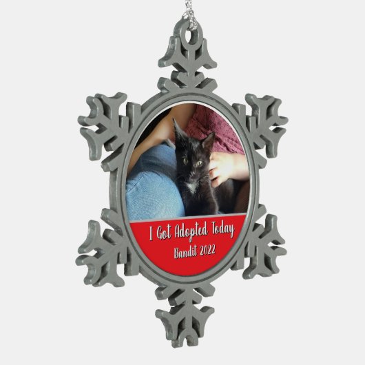 Heute wurde ich adoptiert Schneeflocke Bilderrahme Schneeflocken Zinn-Ornament (Links)