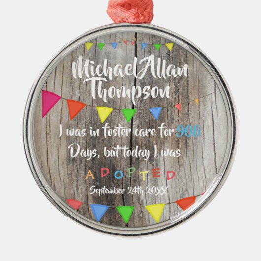 Heute wurde ich von Foster Care Adoptiert - Indivi Silbernes Ornament (Vorne)