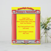 Heutige Speisekarte "Homestyle Cooking" Beilage (Stehend Vorderseite)