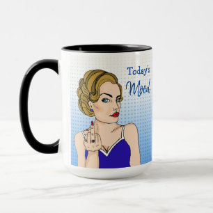 Heutige Stimmung, Retro-Dame gibt den Stinkefinger Tasse