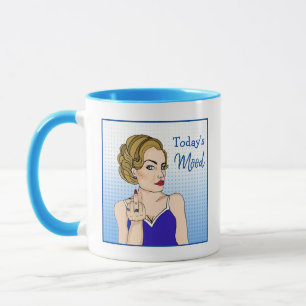 Heutige Stimmung, Retro-Dame gibt den Stinkefinger Tasse