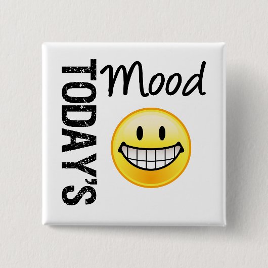 Heutiger Stimmungsehr glücklicher Emoticon Button (Vorderseite)