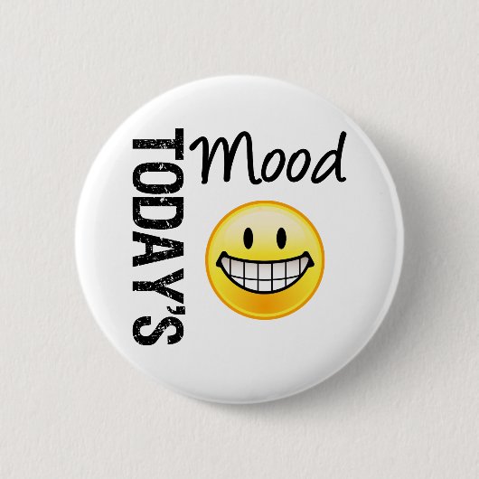 Heutiger Stimmungsehr glücklicher Emoticon Button (Vorderseite)