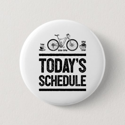 Heutiger Zeitplan Mountainbiken Radfahren Vintage  Button (Vorderseite)