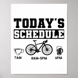 Heutiger Zeitplan Mountainbiken Radfahren Vintage Poster