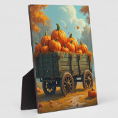 Heuwagen mit Kürbissen Fotoplatte (Seite)