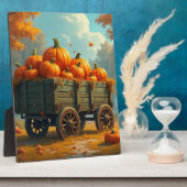 Heuwagen mit Kürbissen Fotoplatte (Seite)