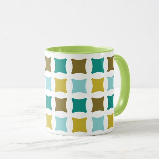 Hex Box Square Mitte Mod Print Muster Gold Tasse (VorderseiteRechts)