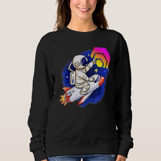Hex Crypto Moon Man Niedlich Rocket Cryptowährung Sweatshirt (Vorderseite)