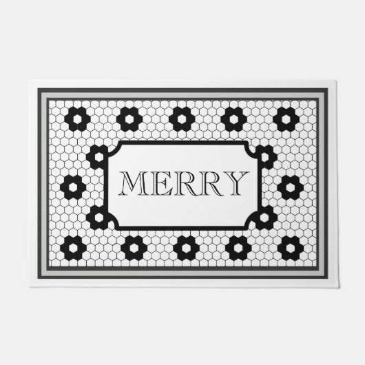 Hex Fliesen Design grün Frohe Weihnachten Fußmatte (Vorderseite)