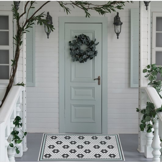 Hex Fliesen Design Minze Baby Blue Fußmatte