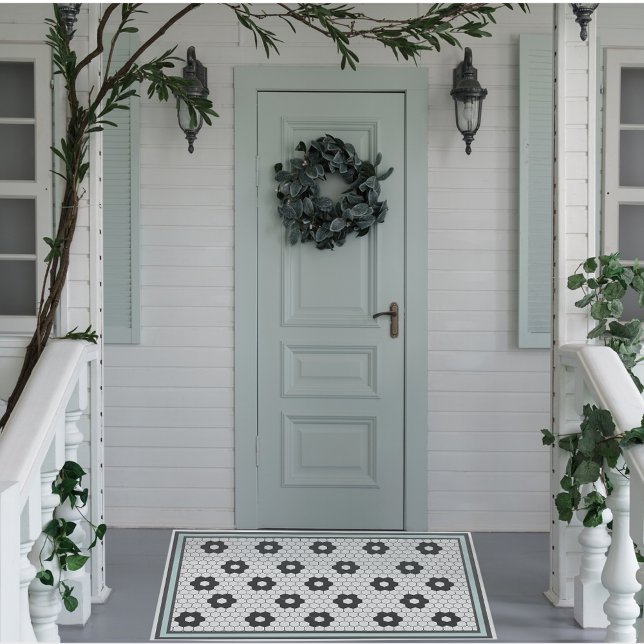 Hex Fliesen Design Minze Baby Blue Fußmatte (Von Creator hochgeladen)