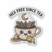 Hex Free As Tea - gemütlicher Hexentee & Katze Aufkleber (Vorderseite)