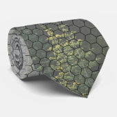 Hex Grid Gray Ombre Evergreen Krawatte (Gerollt)