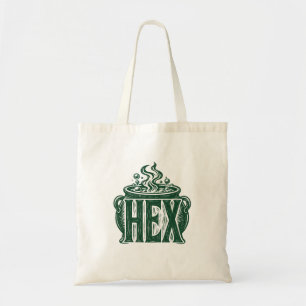 Hex-Kessel-Halloween-Linolschnitt-Design Tragetasche