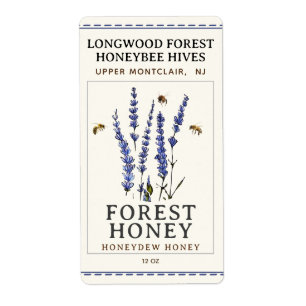 Hex Label Bees and Lavender HONEY Label