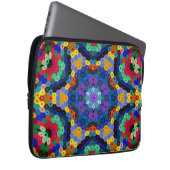 Hex Mandala Blau Gelb Rot und Grün Laptopschutzhülle (Vorne Rechts)
