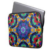 Hex Mandala Blau Gelb Rot und Grün Laptopschutzhülle (Vorderseite Links)